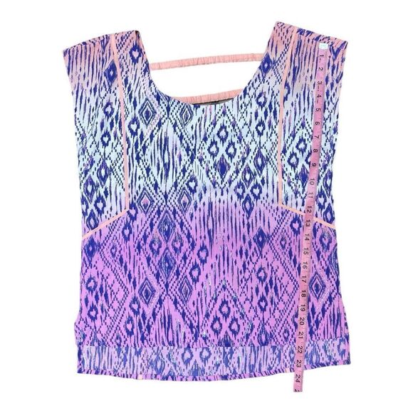 NWT American Eagle Outfitters Purple Blue Ikat Top Sz S Open Back Loose Fit - Picture 4 of 7